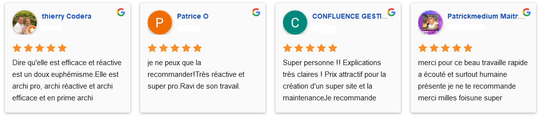 Avis google sur création site Cnathalie